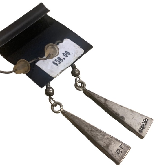 Earrings | Sterling Silver Triangle Design Ocean Blue Purple White New - Picture 3 of 5